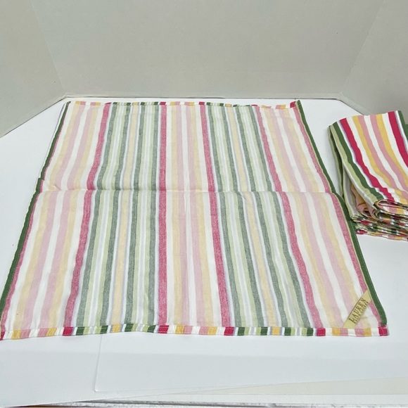 Lauren Ralph Lauren Set of 6 Cloth Napkins Striped Multicolored 19X20 Cotton - Picture 3 of 6